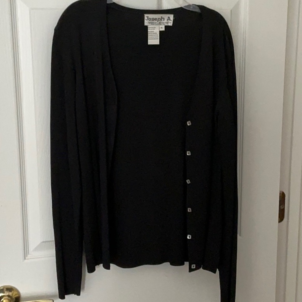 Joseph Black Cardigan Sweater V-Neck Long Sleeve